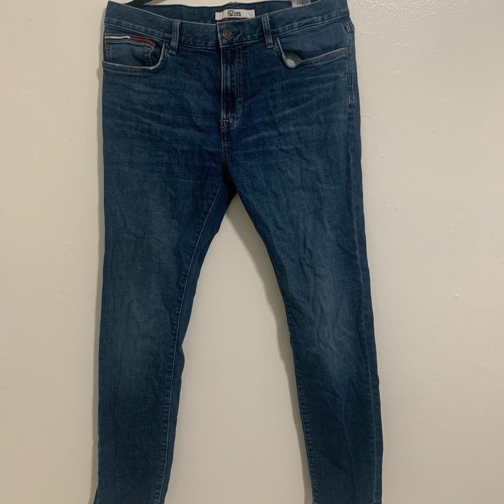 Tommy Hilfiger Slim Tapered Denim Pants, W:32 L:32, Color Dark Blue